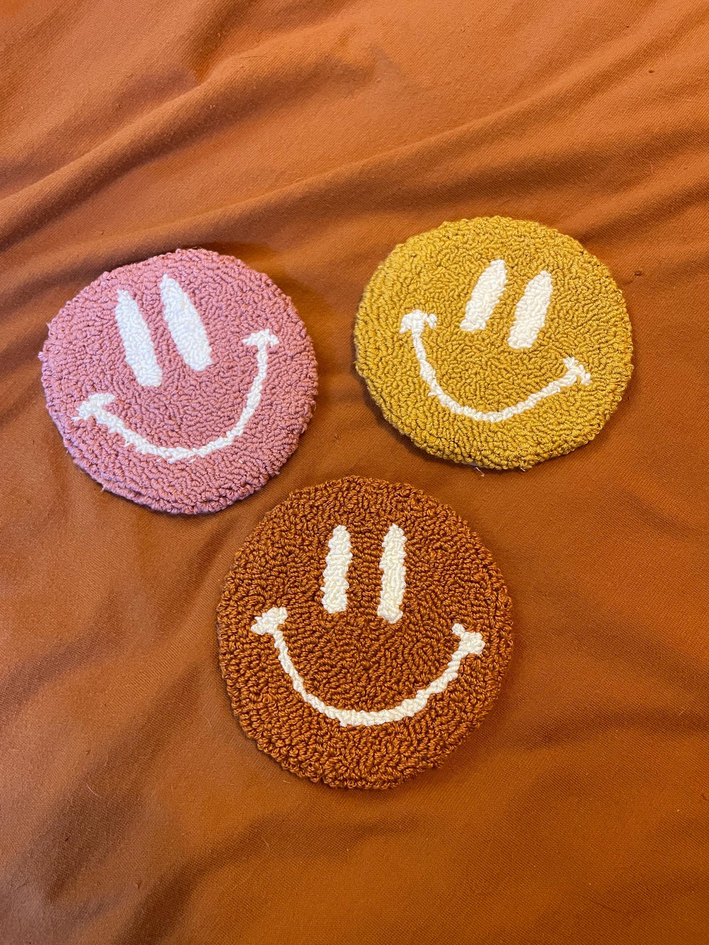 Punch Needle Mug Rug, Colorful Drink Coaster, Desk Decor