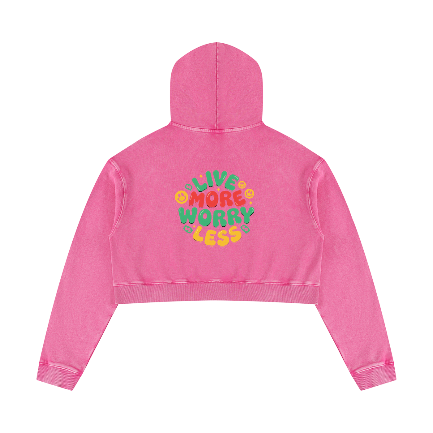 Women’s Mineral Washed Crop Hoodie | Live More Worry Less