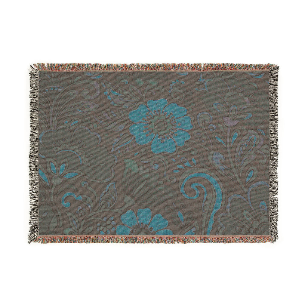 Floral Paisley Woven Blanket — Vintage Boho Throw for Living Room & Bedroom