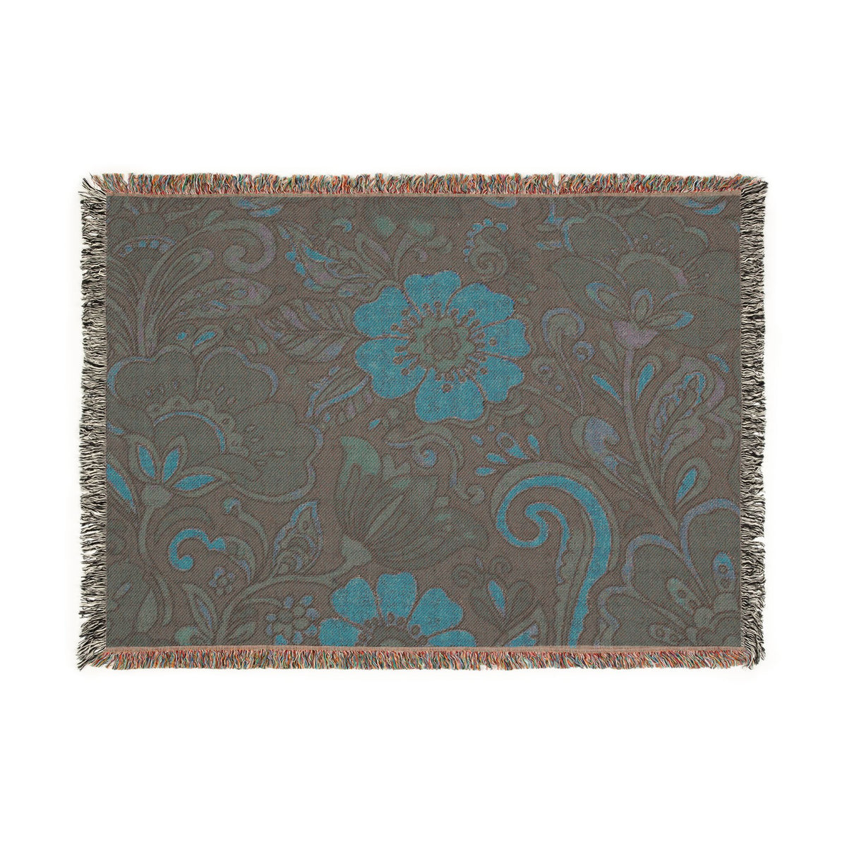 Floral Paisley Woven Blanket — Vintage Boho Throw for Living Room & Bedroom