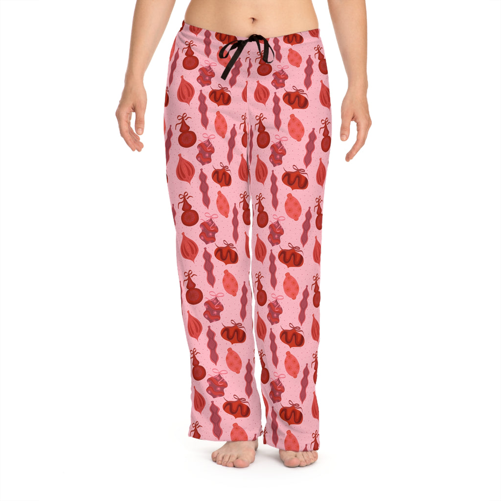 Holiday Ornament Pattern Women's Pajama Pants — Cozy Fall Lounge Sleepwear