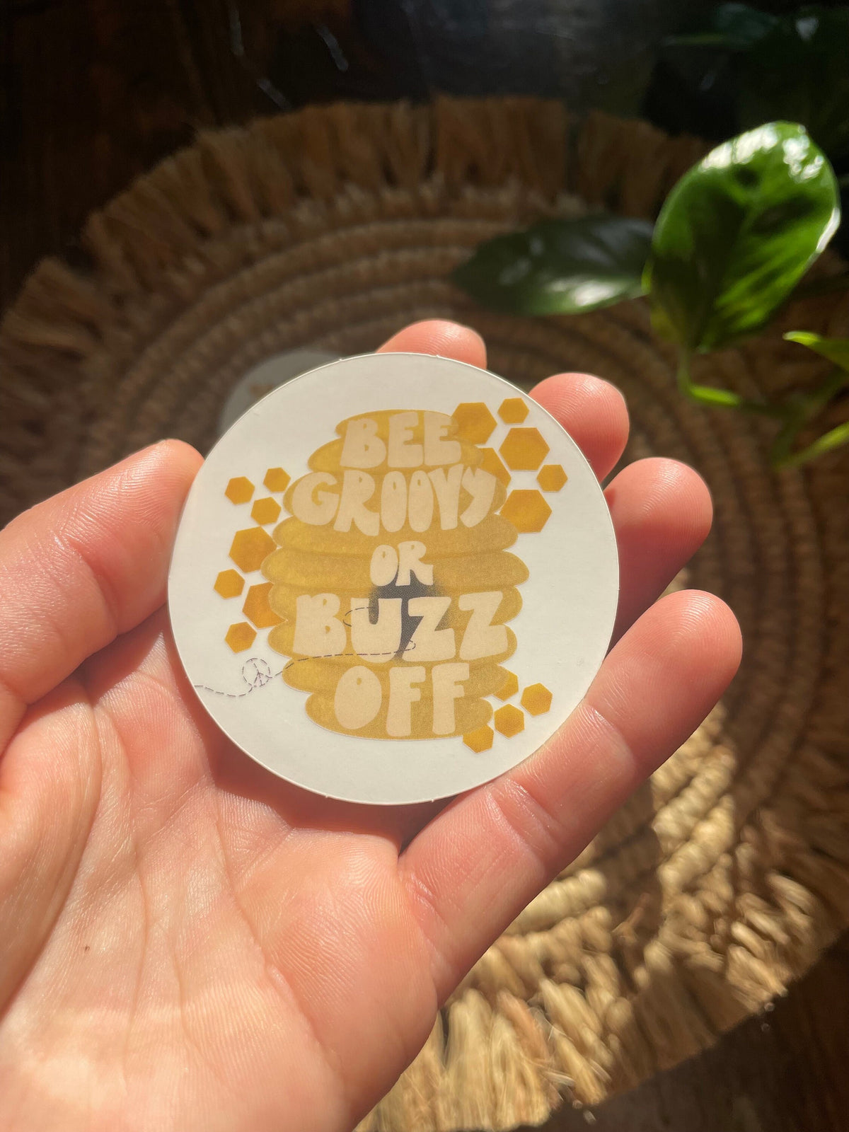 Bee Groovy Sticker, Retro Bumble Bee Laptop Decal