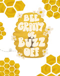 Bee Groovy Art Print – Retro Honeycomb, Yellow Boho Decor (11x14 Print)