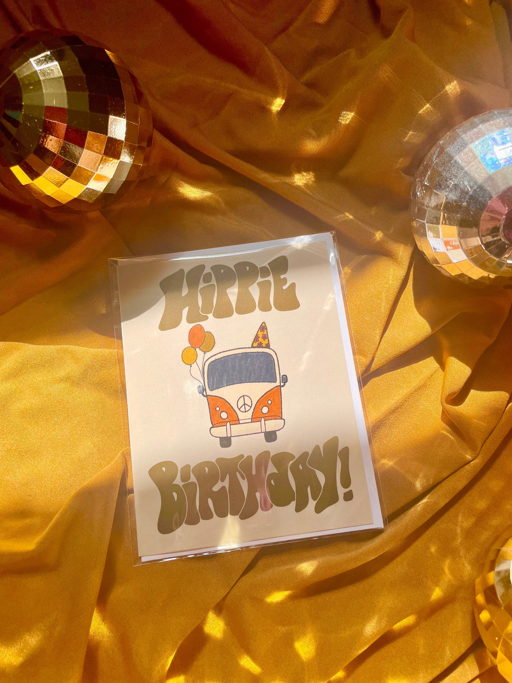 Groovy Hippie Birthday Card, Retro Van Design