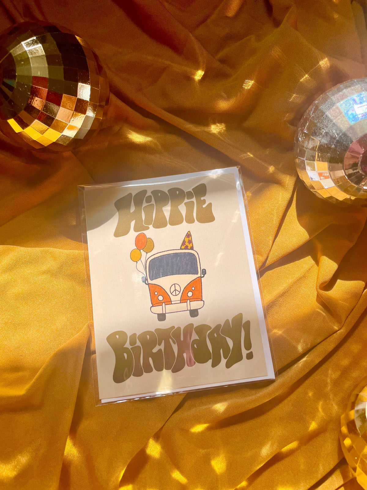 Groovy Hippie Birthday Card, Retro Van Design