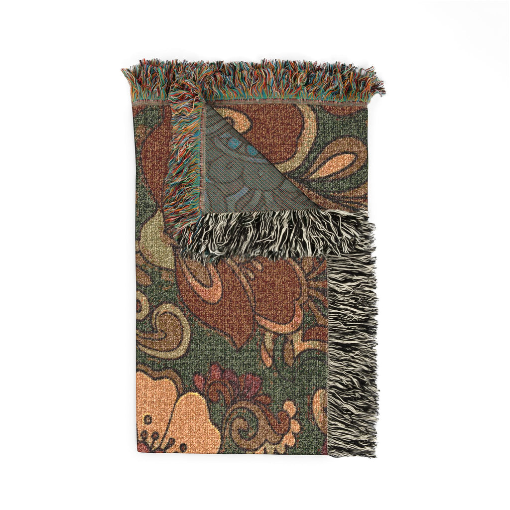 Floral Paisley Woven Blanket — Vintage Boho Throw for Living Room & Bedroom