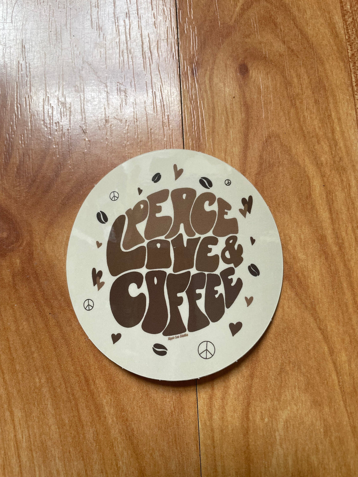 Peace Love & Coffee Sticker, coffee lover gifts, coffee stickers, latte lover gifts, hippie stickers, retro stickers, laptop decals