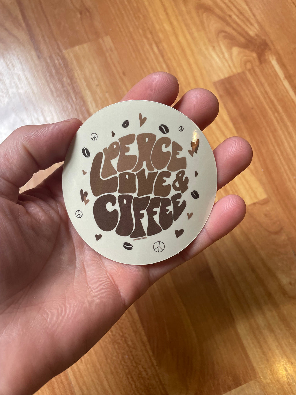 Peace Love & Coffee Sticker, coffee lover gifts, coffee stickers, latte lover gifts, hippie stickers, retro stickers, laptop decals