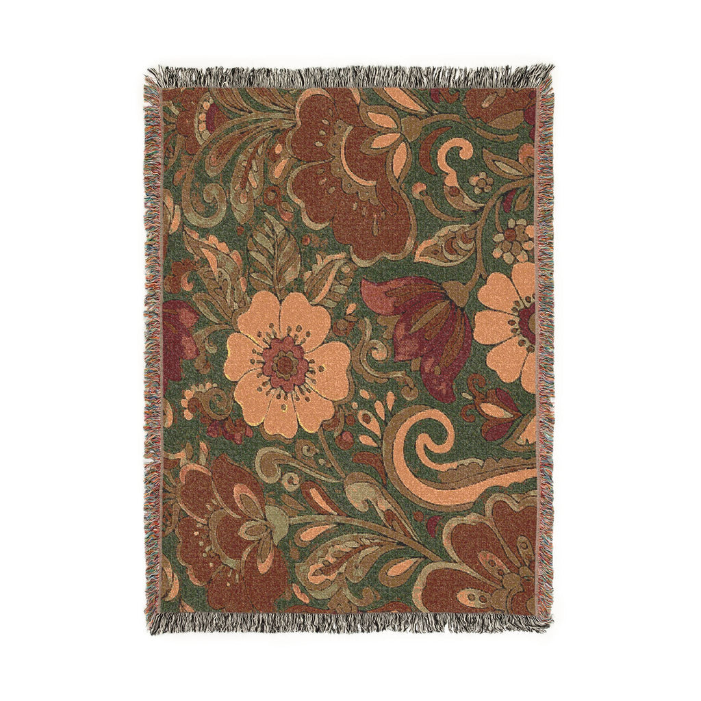 Floral Paisley Woven Blanket — Vintage Boho Throw for Living Room & Bedroom