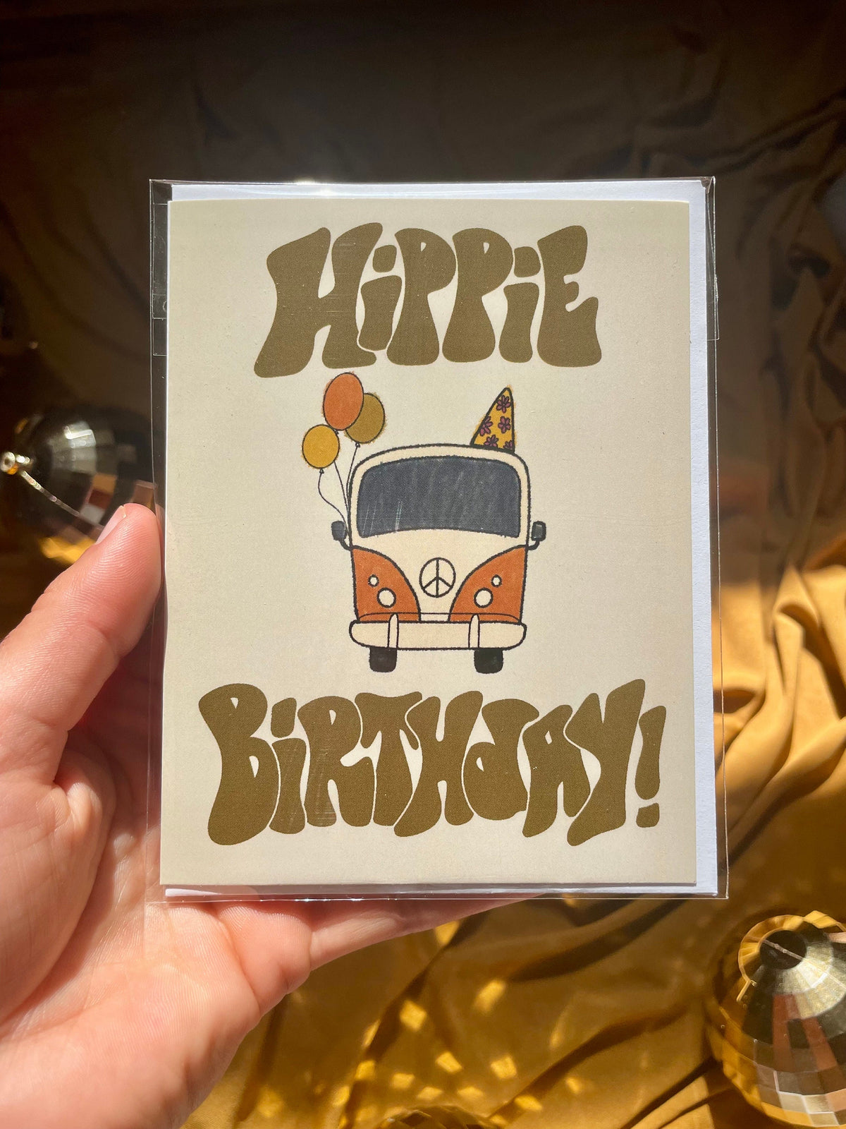 Groovy Hippie Birthday Card, Retro Van Design