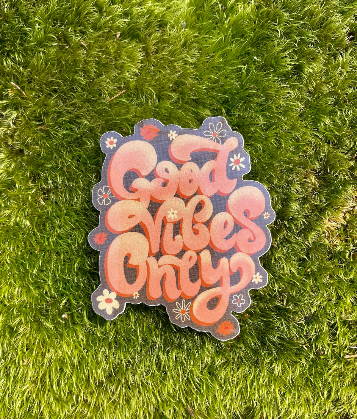 Good Vibes Only Glossy Sticker, Retro 70s Style