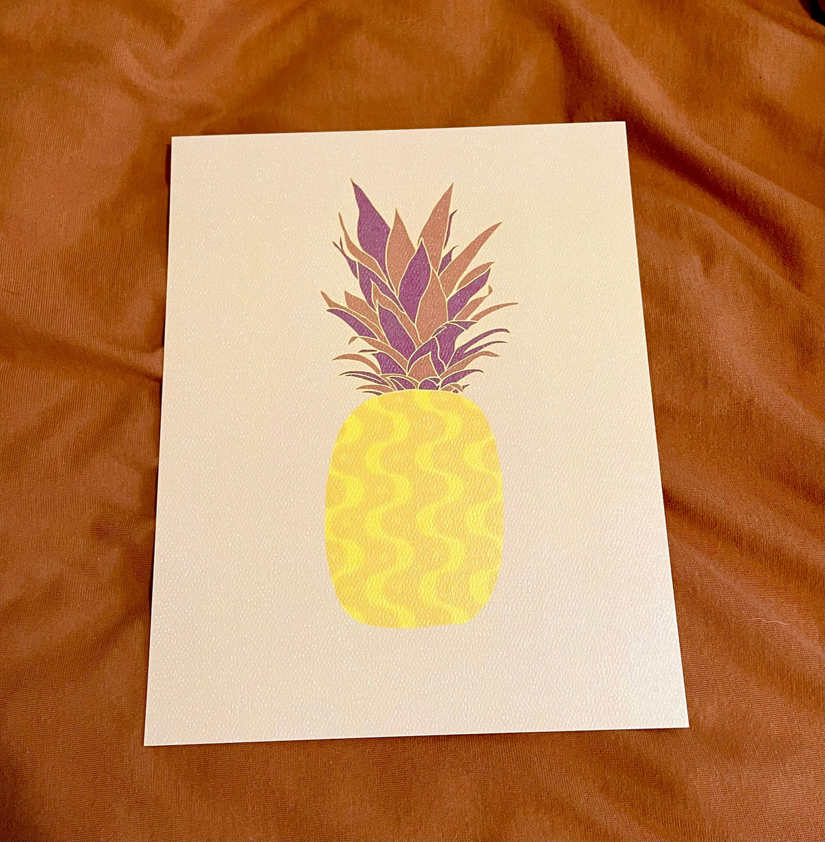 Retro Pineapple art print, fruit art print, pineapple wall decor, pineapple art print, bedroom art print, fruit art print, retro art print