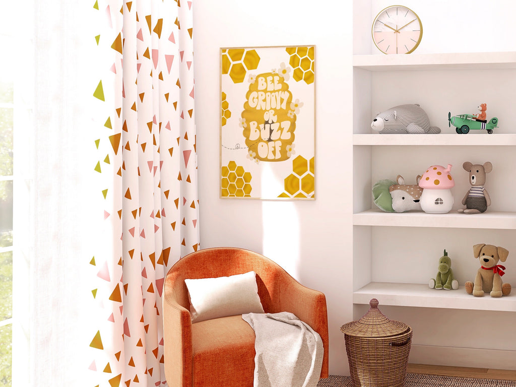 Bee Groovy Print, Honeycomb Bumblebee Art (Digital Download)