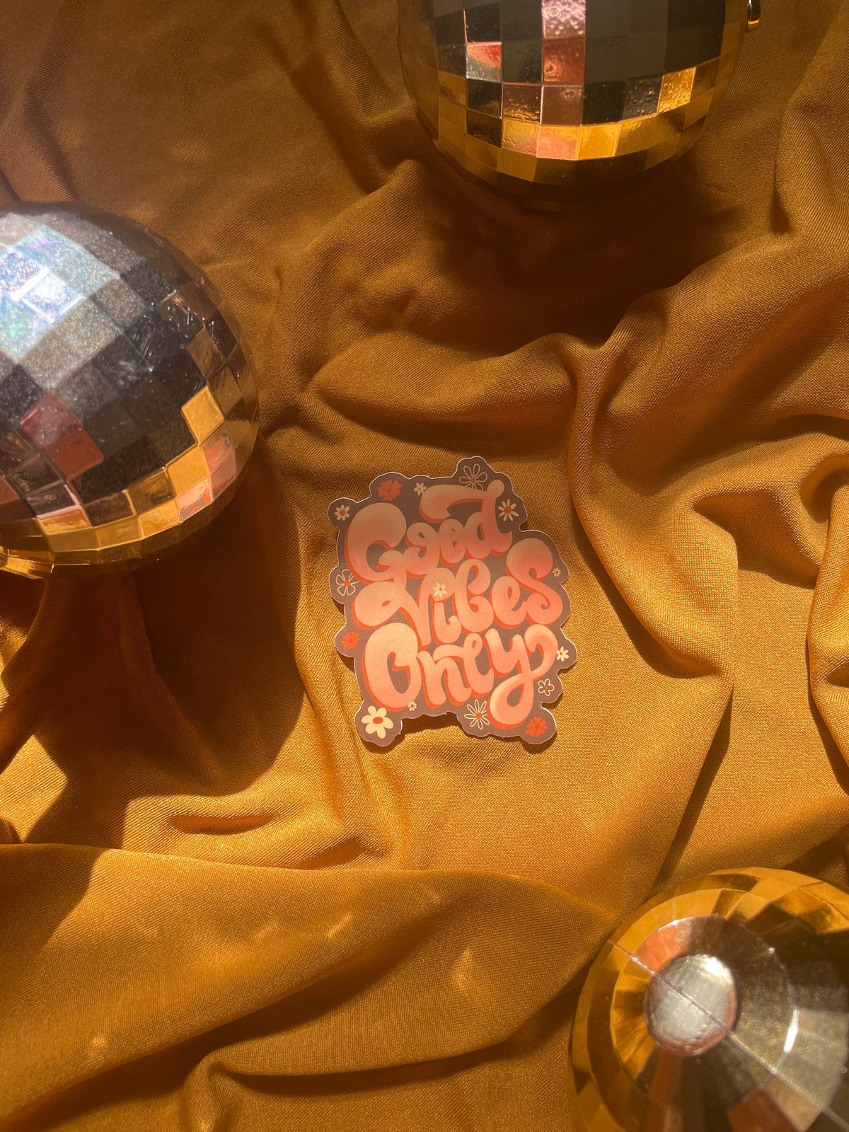 Good Vibes Only Glossy Sticker, Retro 70s Style