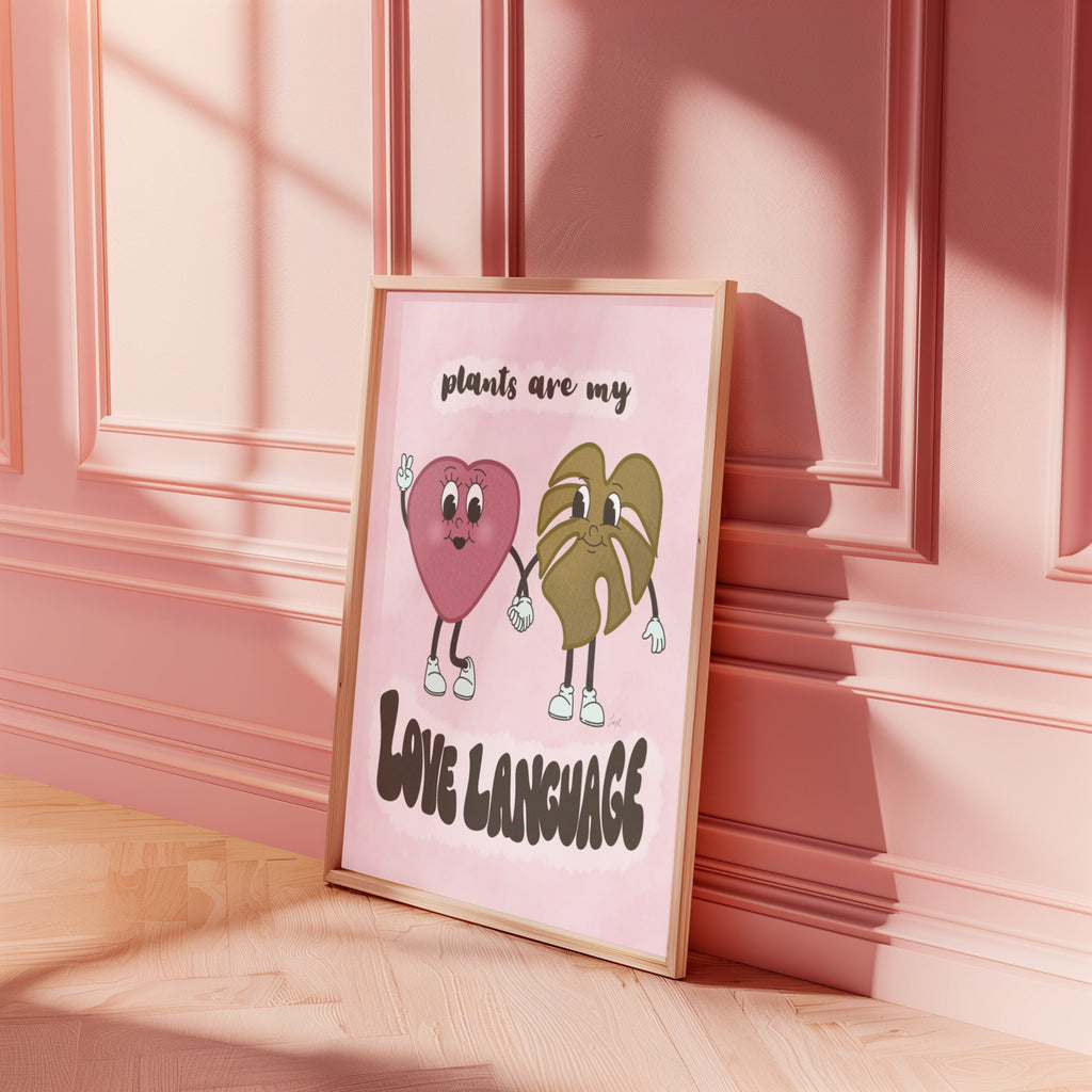 Plants Love Language Art Print, Retro Botanical Illustration (Digital Download)