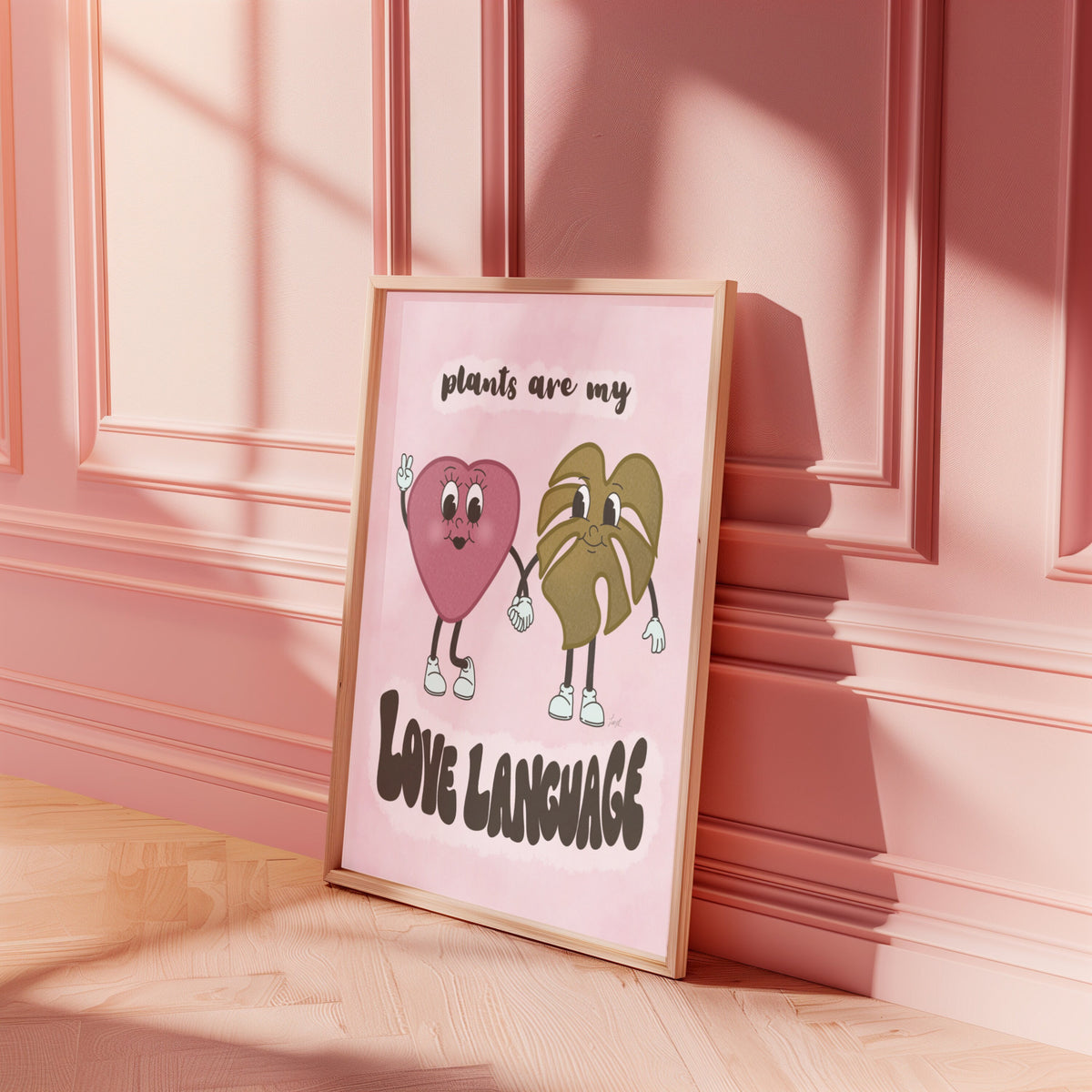 Plants Love Language Art Print, Retro Botanical Illustration (Digital Download)