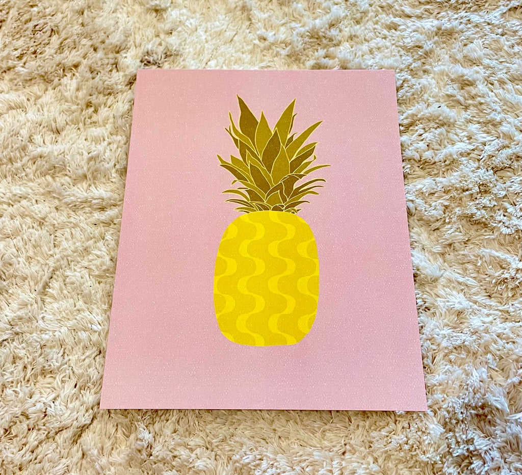Retro Pineapple art print, fruit art print, pineapple wall decor, pineapple art print, bedroom art print, fruit art print, retro art print