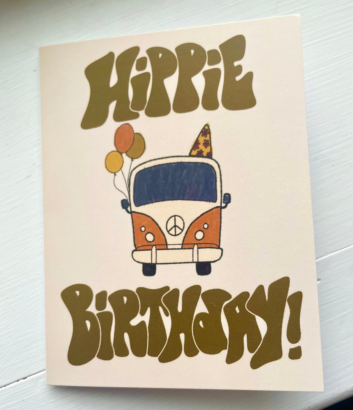 Groovy Hippie Birthday Card, Retro Van Design