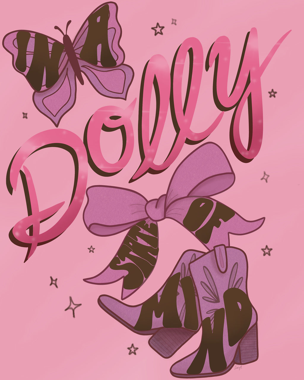 Retro Dolly Art Print, Cowgirl Illustration (Digital Download)