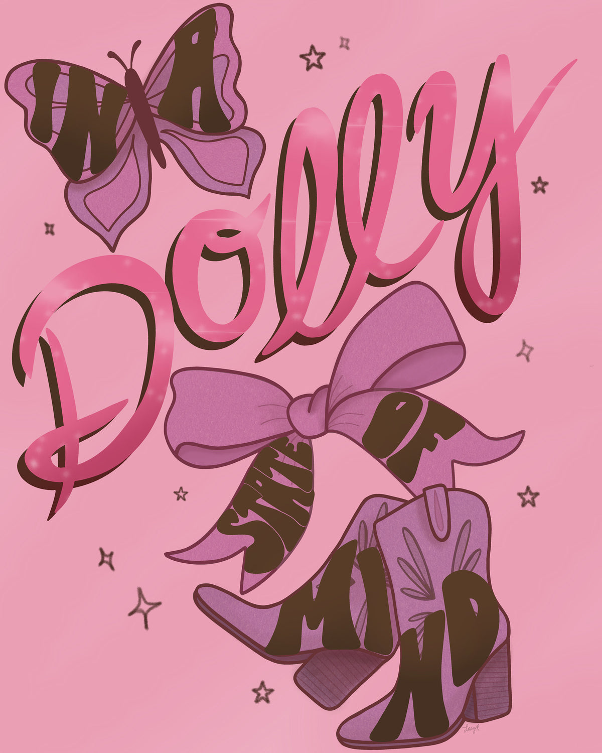 Retro Dolly Art Print, Cowgirl Illustration (Digital Download)