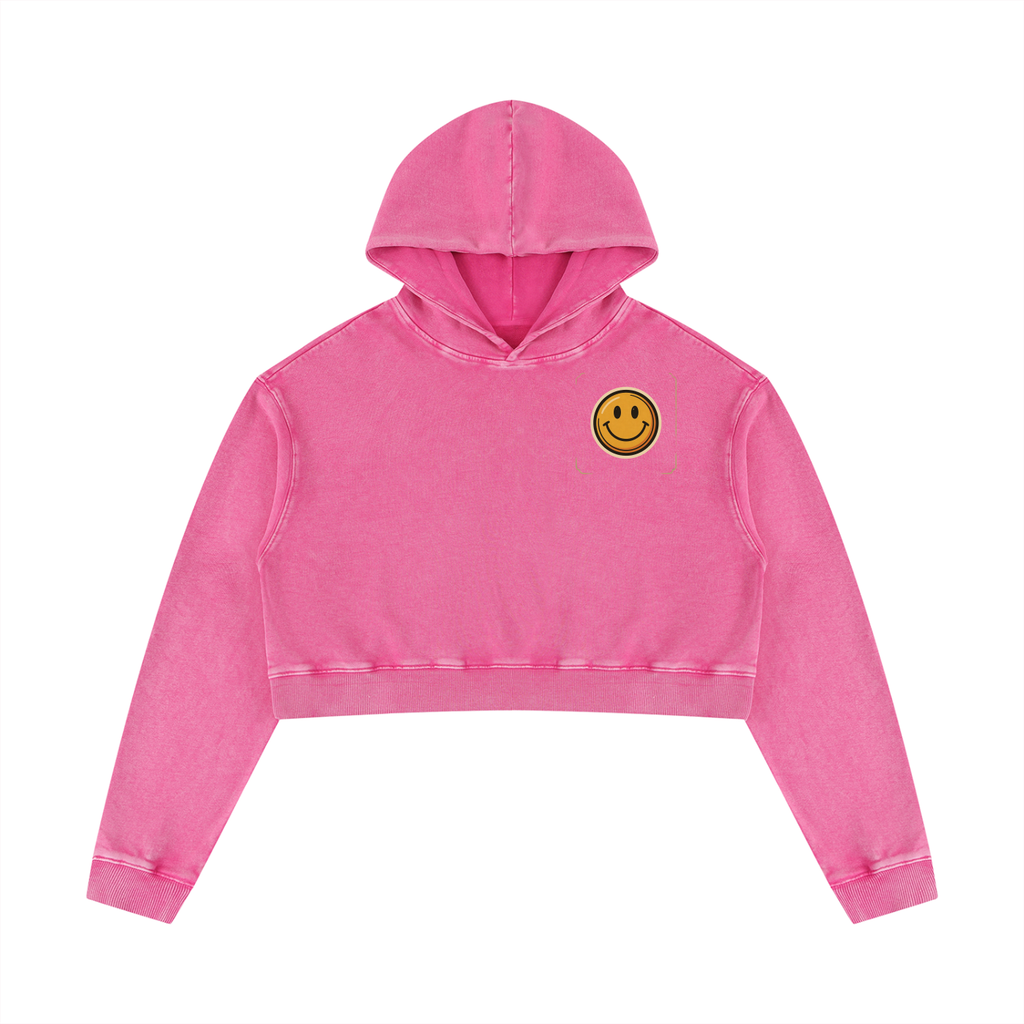 Women’s Mineral Washed Crop Hoodie | Live More Worry Less