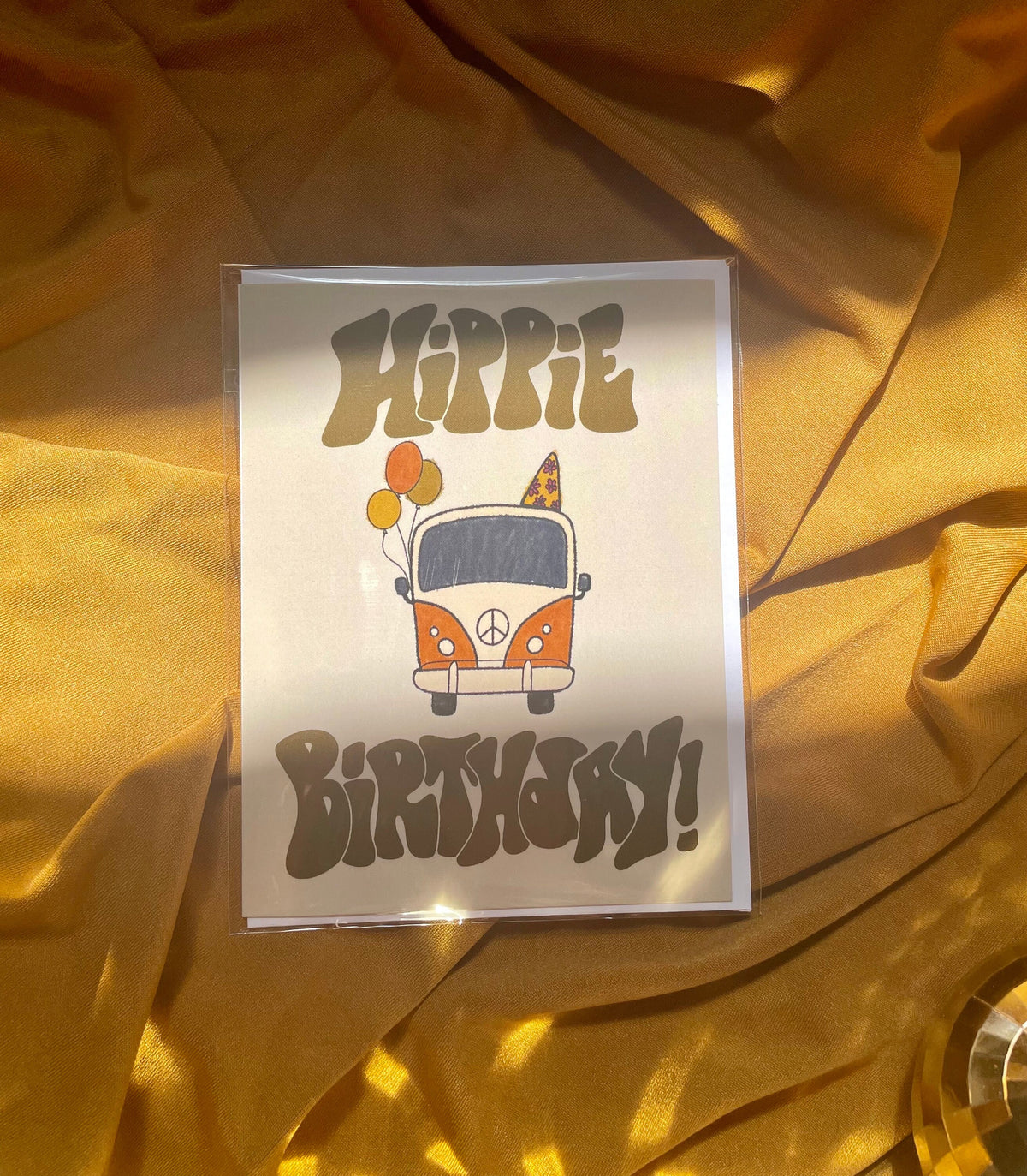 Groovy Hippie Birthday Card, Retro Van Design