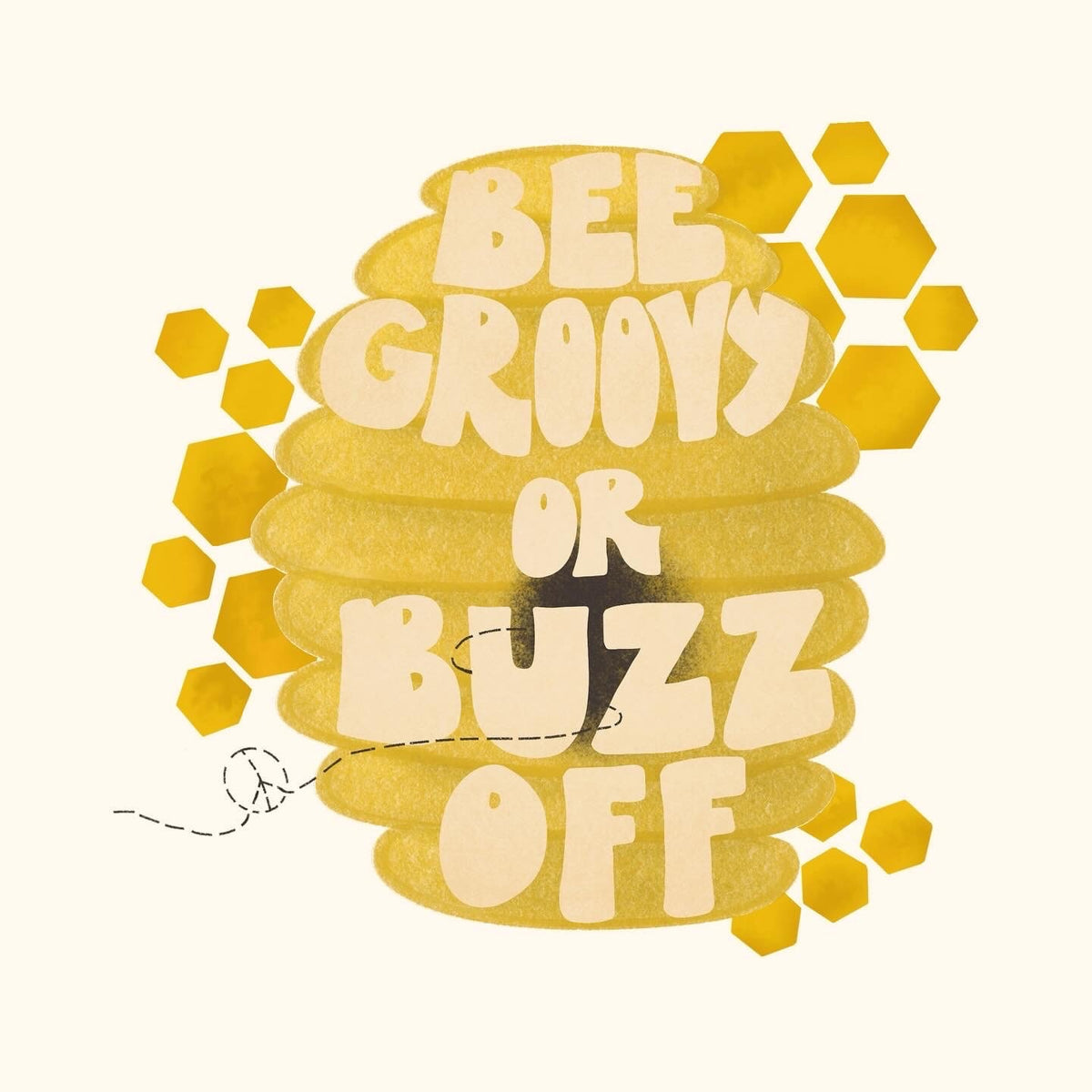 Retro Bee Groovy Sticker, Waterproof Glossy Decal