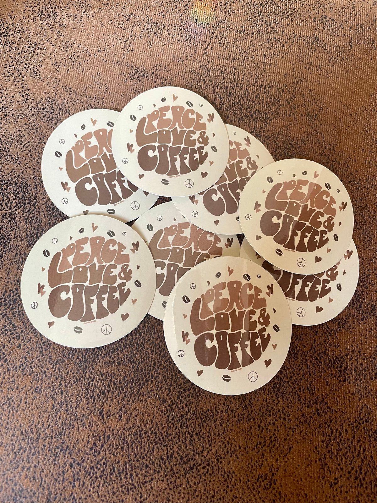 Peace Love & Coffee Sticker, coffee lover gifts, coffee stickers, latte lover gifts, hippie stickers, retro stickers, laptop decals