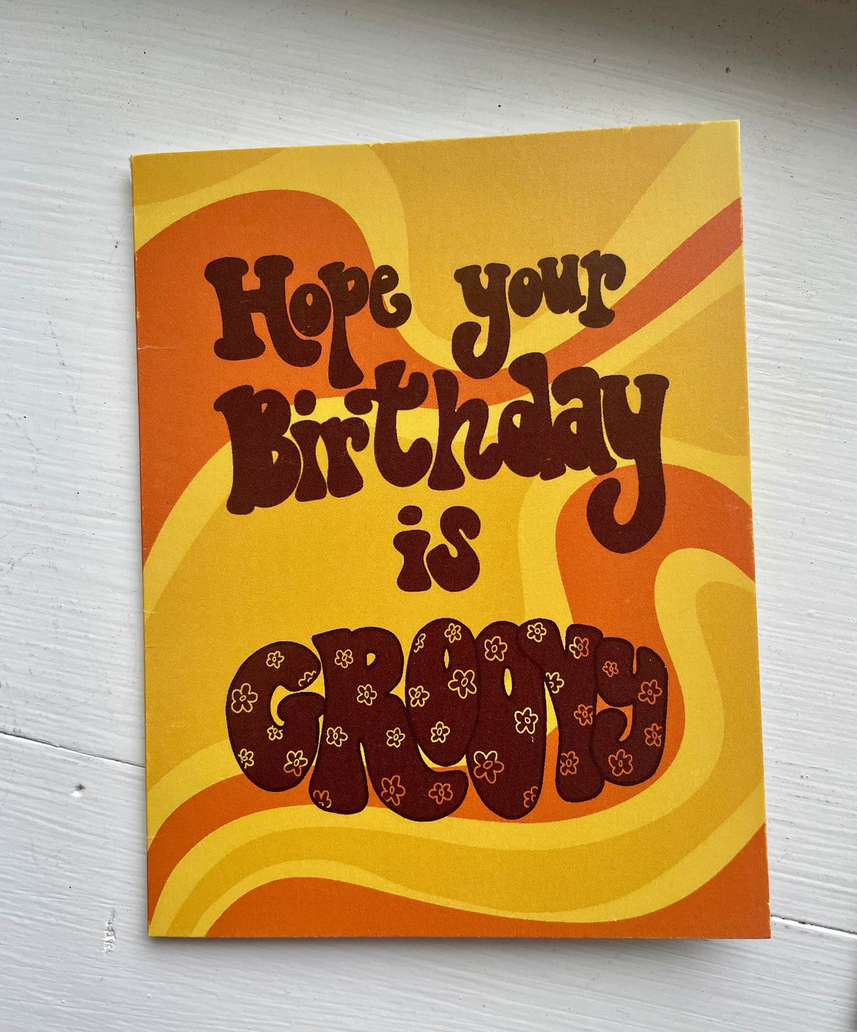Groovy Birthday Card, Retro Style, Blank Inside