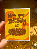 Groovy Birthday Card, Retro Style, Blank Inside