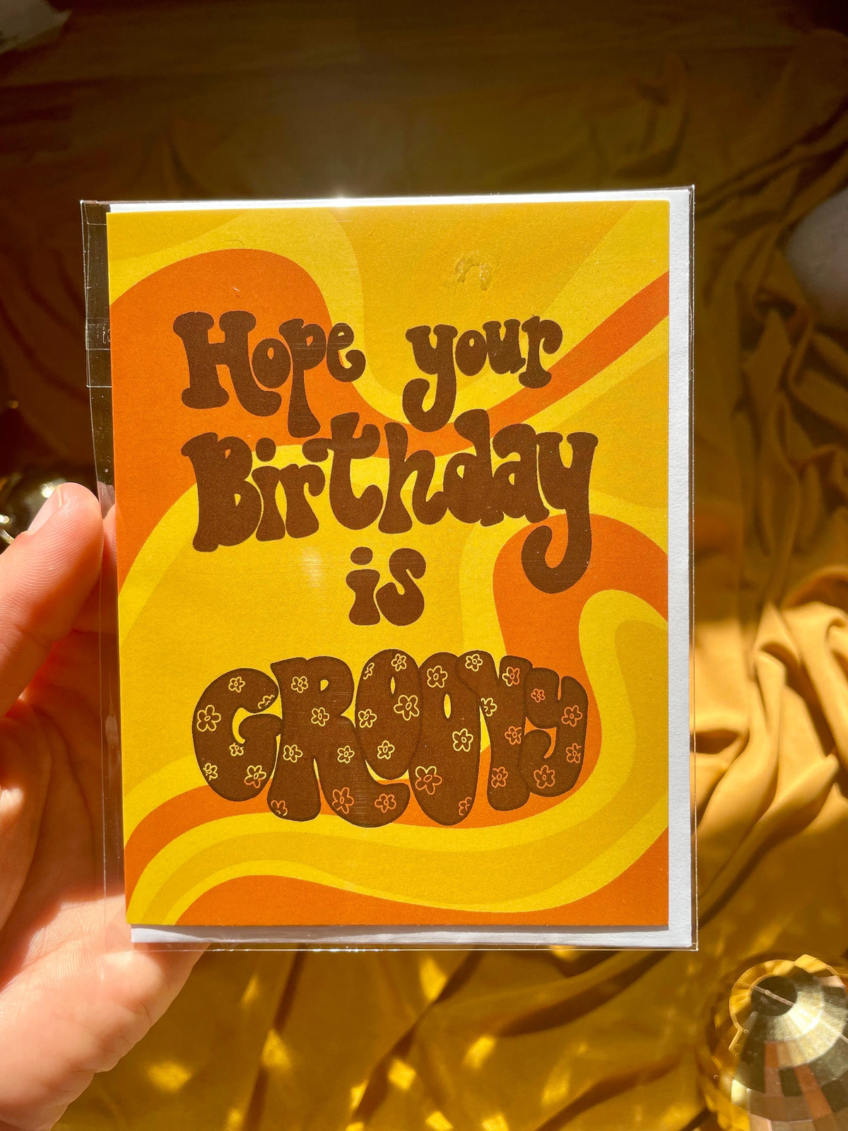 Groovy Birthday Card, Retro Style, Blank Inside