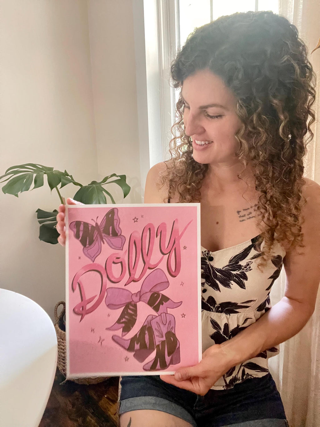 Dolly Parton Inspired Art Print, Cowgirl Boots, Pink Bow, Western Decor