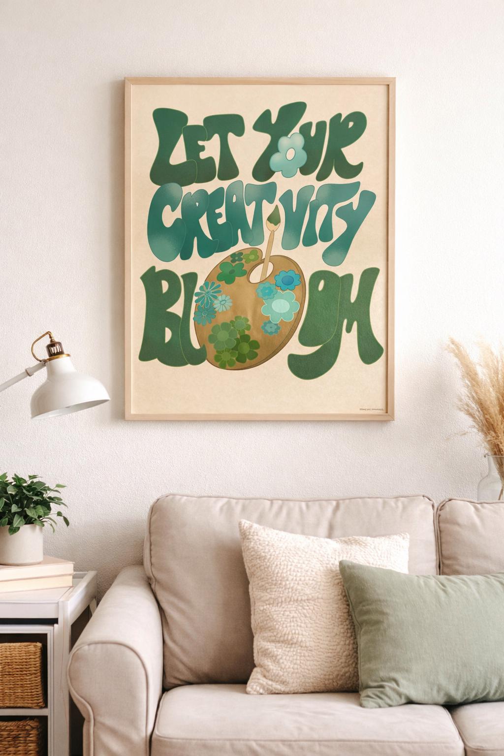 Let Your Creativity Bloom Printable Art | Art Classroom Decor Poster | Retro Teacher Wall Art | Groovy Classroom Digital Download