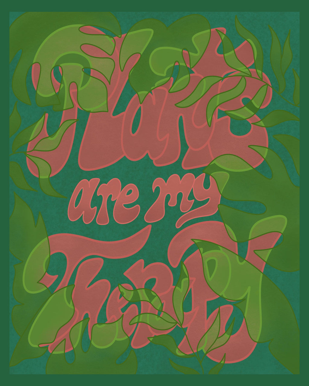 Plants Are My Therapy Retro Print | Groovy Green Pink Wall Art (Digital Download)