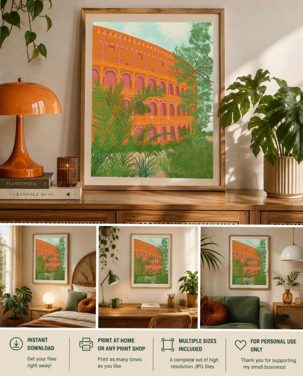 Roman Colosseum Retro Print | Italy Travel Art | European Artwork | Italy Wall Decor | Travel Art (Digital Download)