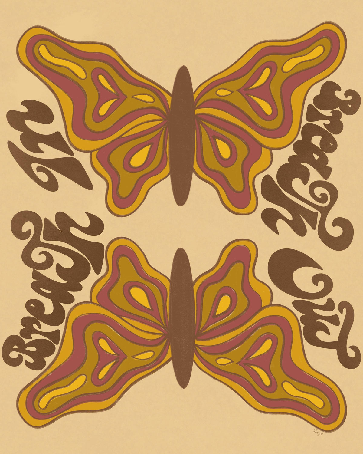 Groovy Printable Art | Retro Wall Art | Butterfly Art Print | Boho Print | Retro Butterfly Wall Art | Yoga Room Decor | Meditation Room Art