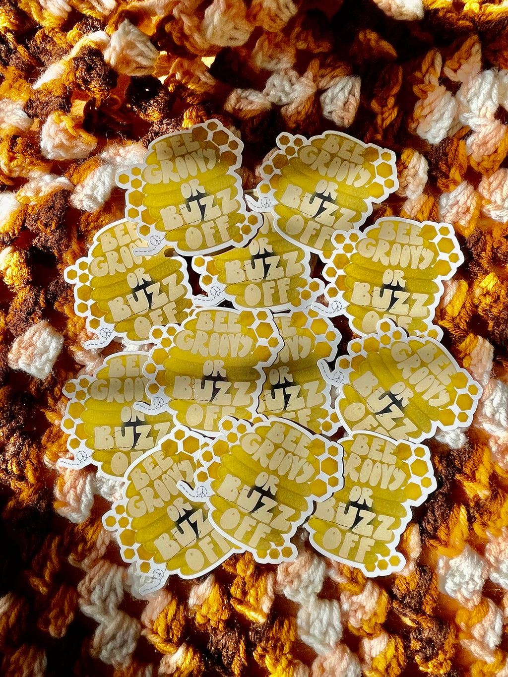 Retro Bee Groovy Sticker, Waterproof Glossy Decal
