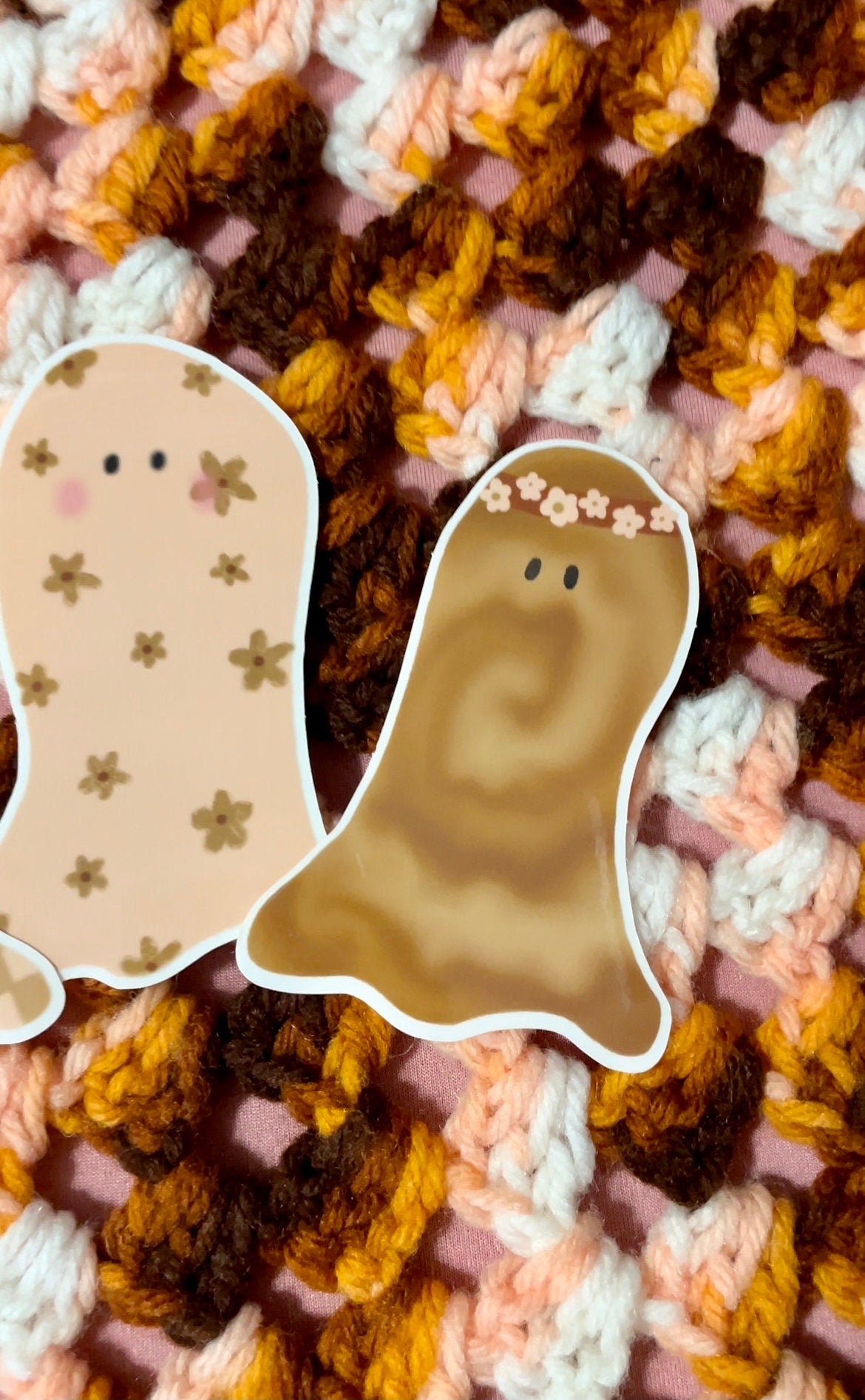Boho Groovy Ghoul Stickers, Halloween Waterproof Glossy Sticker