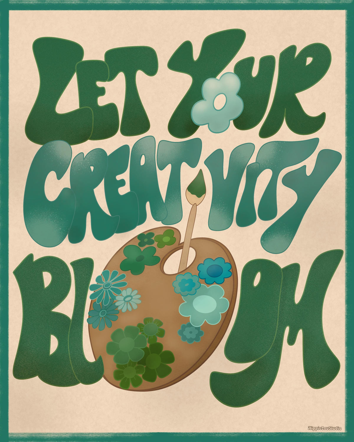Let Your Creativity Bloom Printable Art | Art Classroom Decor Poster | Retro Teacher Wall Art | Groovy Classroom Digital Download