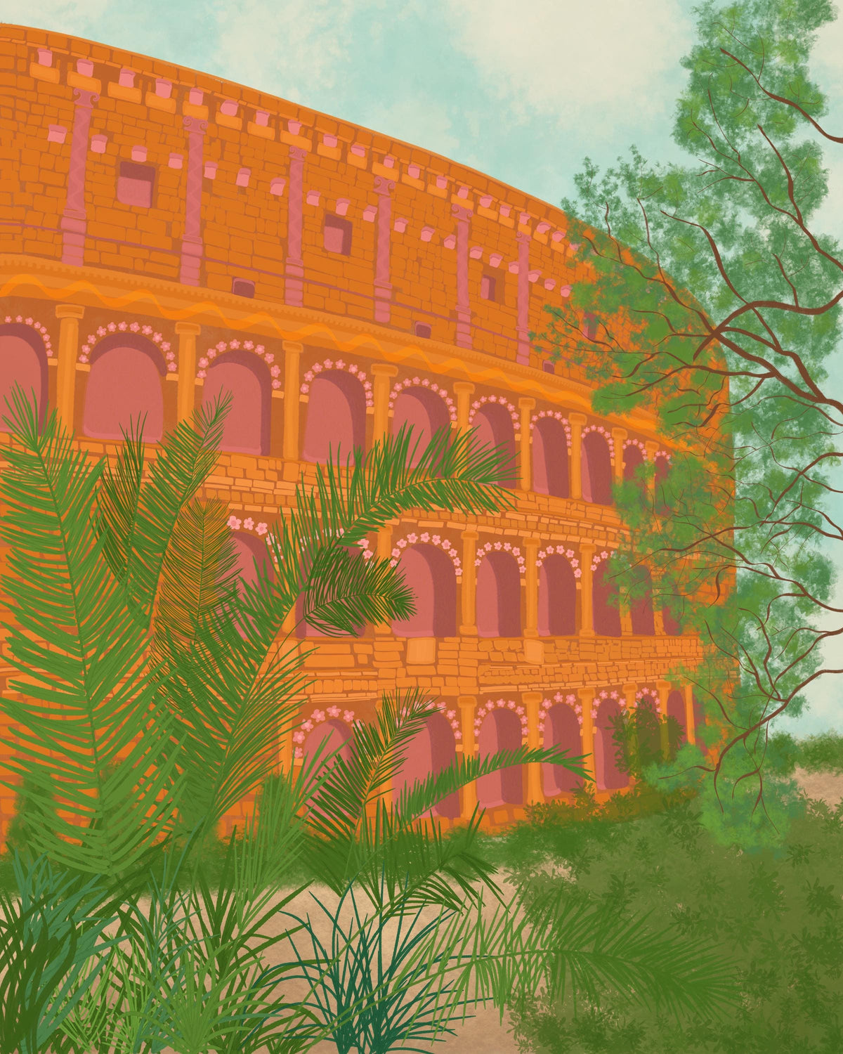 Roman Colosseum Retro Print | Italy Travel Art | European Artwork | Italy Wall Decor | Travel Art (Digital Download)